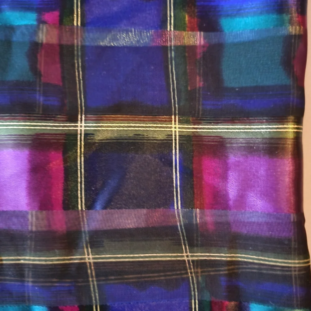 Vintage Elaine Gold Scarf ~ Jewel Tones 70s(?) & single clip earring ~ Art deco-